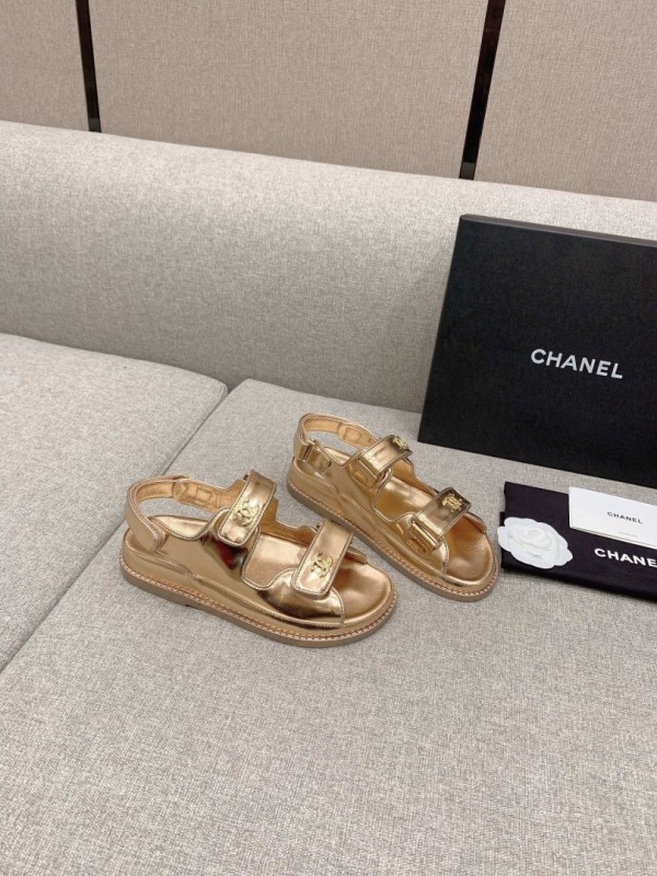 Chanel Women Sandals Gold CHN-055