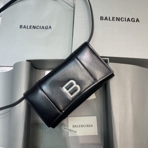 Balenciaga B Hourglass WOC Black Silver BBHW-002