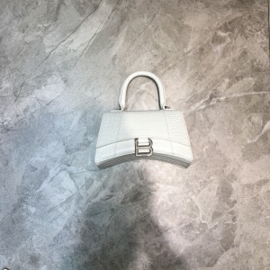 Balenciaga Hourglass White Crocodile Bag (2 Sizes) BHXS-010