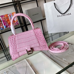 Balenciaga Hourglass Light Pink Crocodile Bag (2 Sizes) BHXS-014