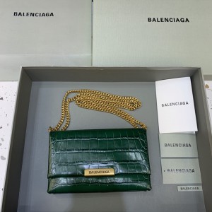 Balenciaga Triplet Green Crocodile WOC BTSLB-004