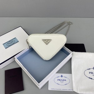 Prada Triangle Leather Shoulder Bag White PR025