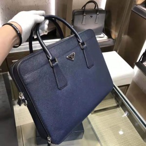 Prada Saffiano Leather Work Bag Dark Blue PR053