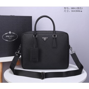 Prada Saffiano Leather Briefcase Black PR066