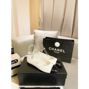 Chanel Women Flats White/Black CHN-017