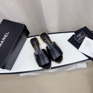 Chanel Women Slide Sandals Black CHN-043