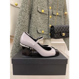 Chanel Mary Jane Chunky Pumps Grey CHN-155