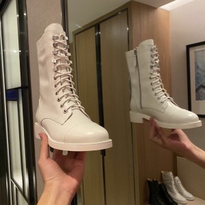 Chanel Lace-Up British Leather Boots White CHN-192