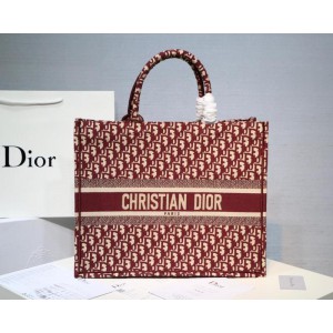 Dior Oblique Embroidery Book Tote Bag Burgundy (DR-BG-A045)